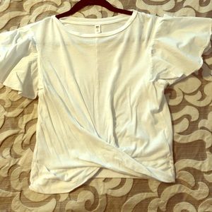 White crop twist front top